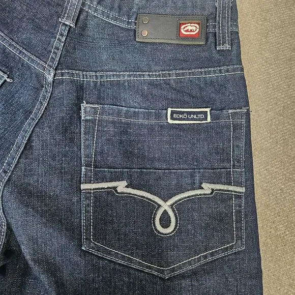 Vintage Mens Y2K Ecko Unltd Baggy Wide Leg Jeans 32x30 Blue Denim - Picture 3 of 9